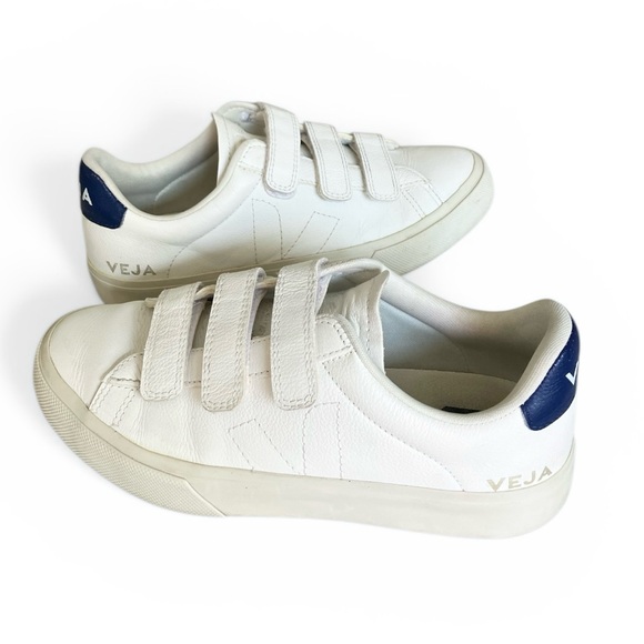 Veja Women's 8 Recife Sneakers 3 Strap Extra White Royal Blue Sustainable Vegan - Picture 3 of 15
